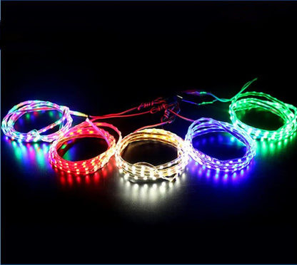12V LED strip light for car and motorcycle in blue or red, available in 90cm, 120cm and 150cm lengths