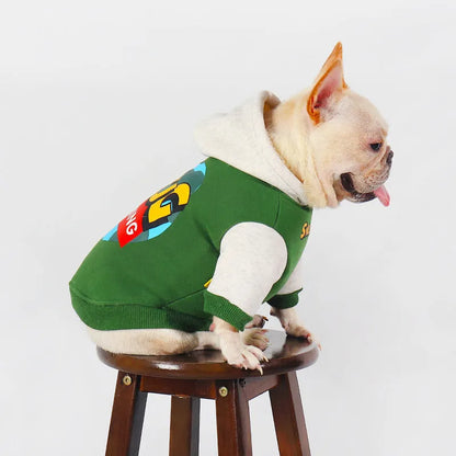 Green cotton dog clothing for autumn and winter, shown in a larger size