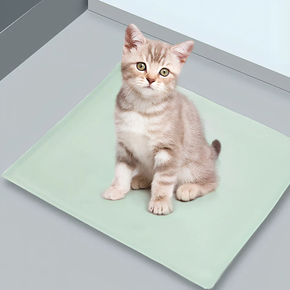 Electric pet heating pad in round 40cm size with UK plug, providing constant 45W warmth for cats