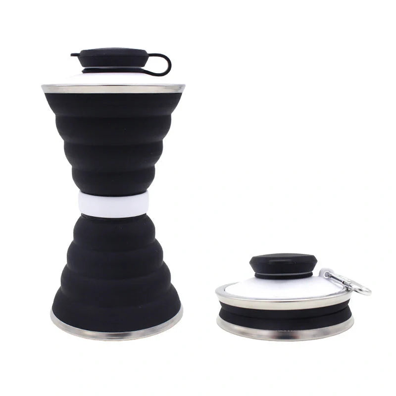500ml foldable silicone water bottle cup in various colors, perfect for travel and outdoor activities