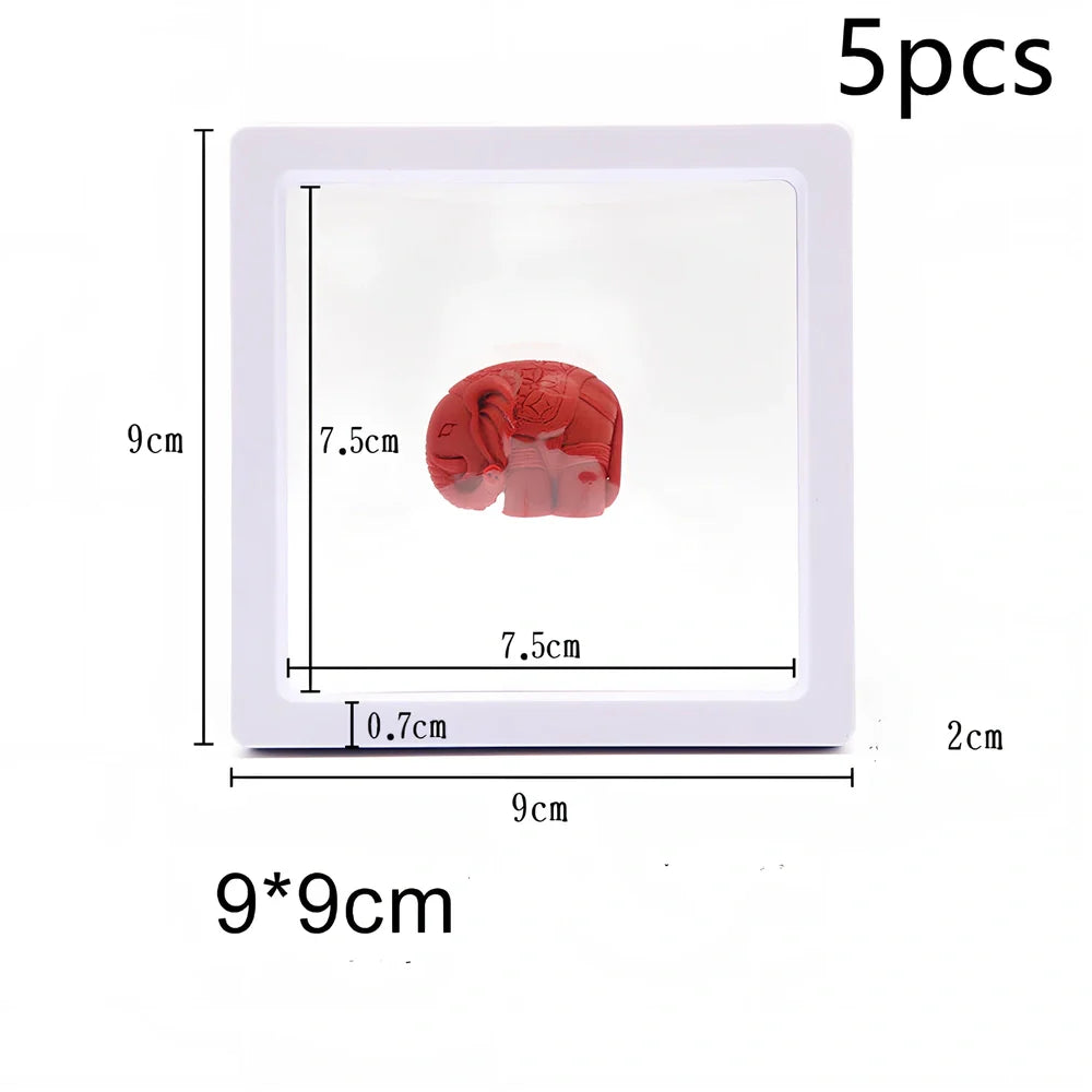 Black 11x11cm suspended 3D floating display frame holder with square base for coins and gems