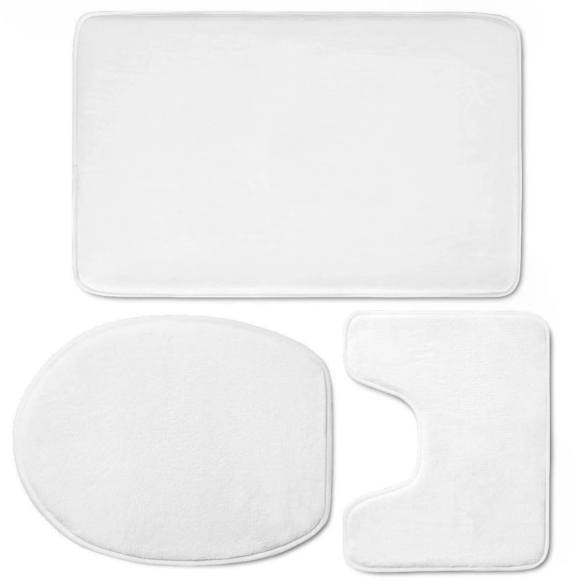 Custom 3D style bathroom set with flannel mats and toilet seat cover in various patterns