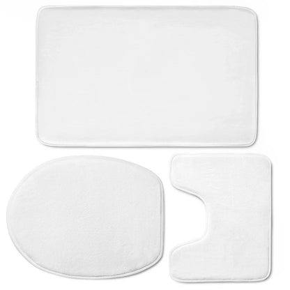 Custom 3D style bathroom set with flannel mats and toilet seat cover in various patterns