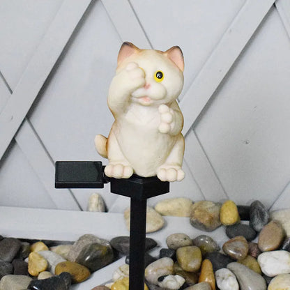 Brown cat-shaped solar lawn light for garden courtyard decoration