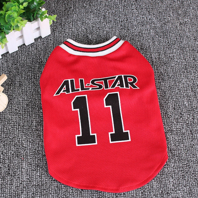 Stylish cotton dog vest for spring and summer in black and red colors