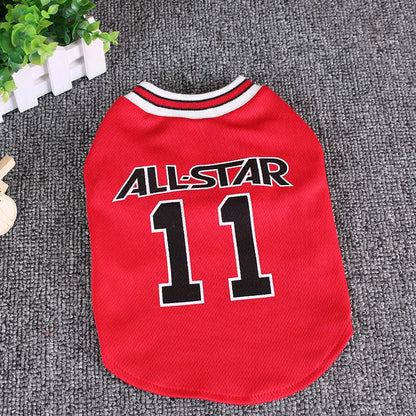 Stylish cotton dog vest for spring and summer in black and red colors