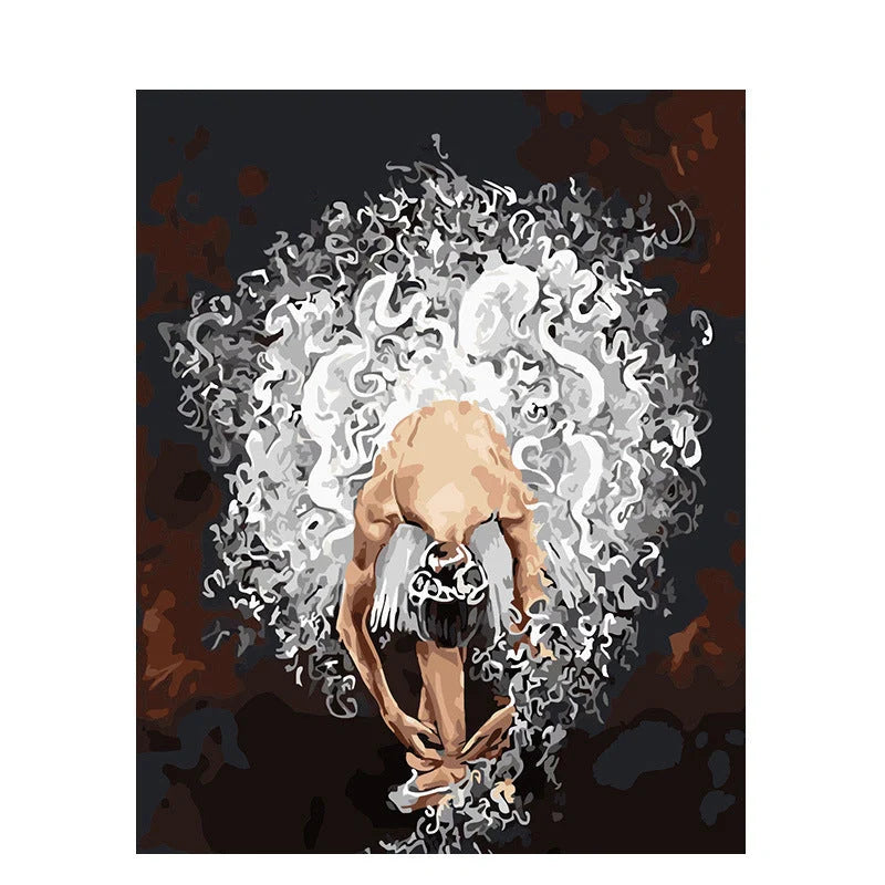 DIY Ballerina Digital Oil Painting Kit with canvas, brushes, and paints for hand-painted art