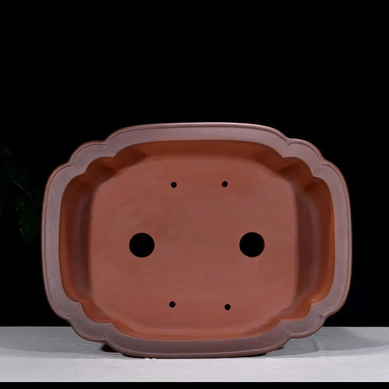 Chinese-style antique finish purple clay flowerpot measuring 71cm long by 54cm wide by 23cm high