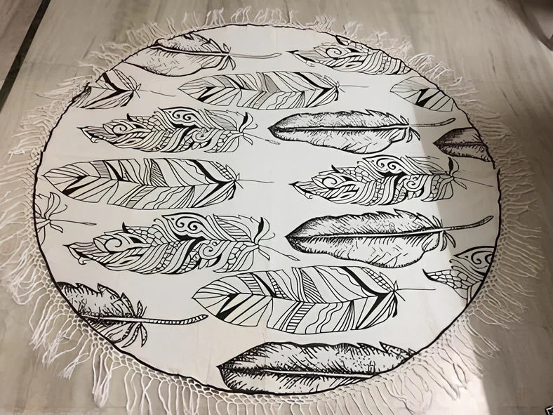 150cm Bohemian pattern beach towel with quick-dry polyester in five colour options
