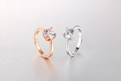 Exquisite rose gold and zircon cocktail ring with intricate geometric design and sparkling zircon gemstones
