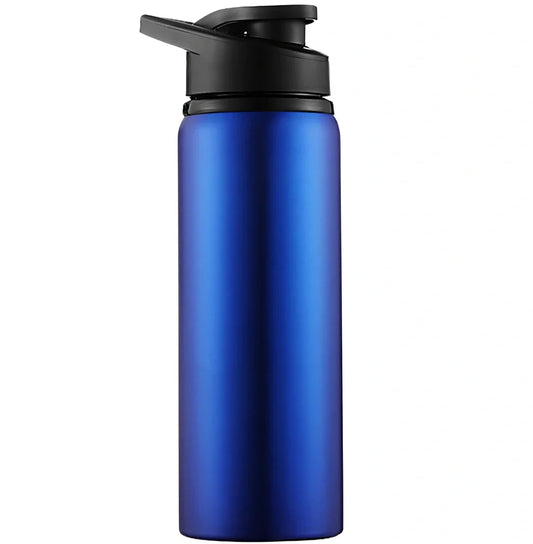 700ml stainless steel sports water bottle with red finish and black PP plastic screw-top lid