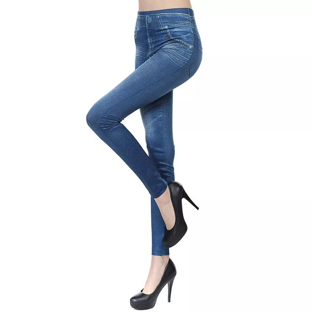 High Waisted Jeggings in denim look with stretch fit for comfort and style