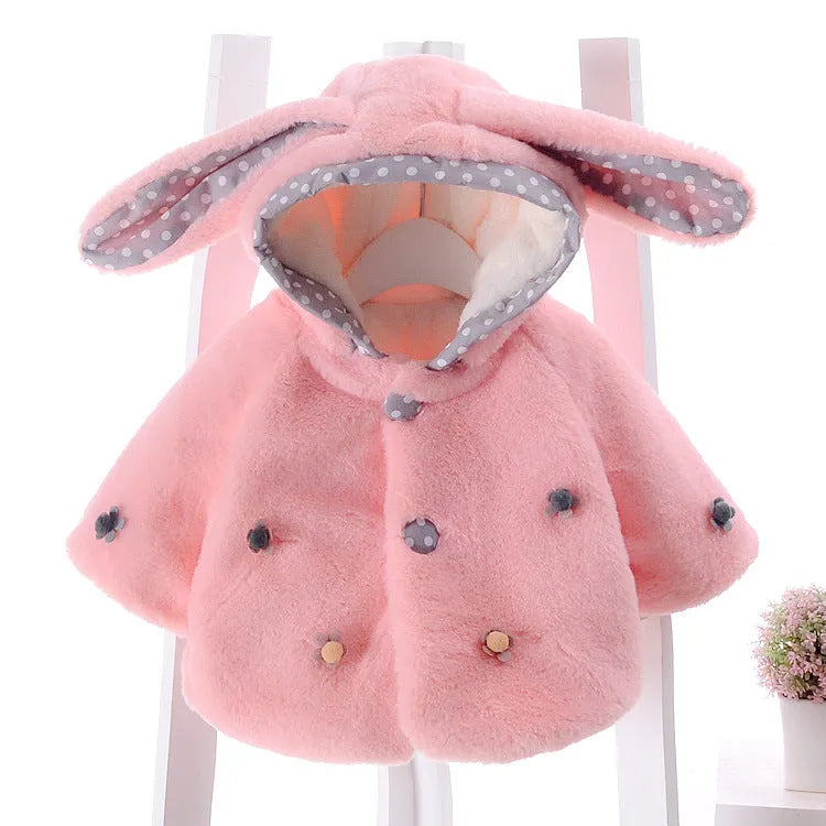 Infant cape in cotton blend, sizes 70cm to 100cm, available in beige, pink, purple, red and white