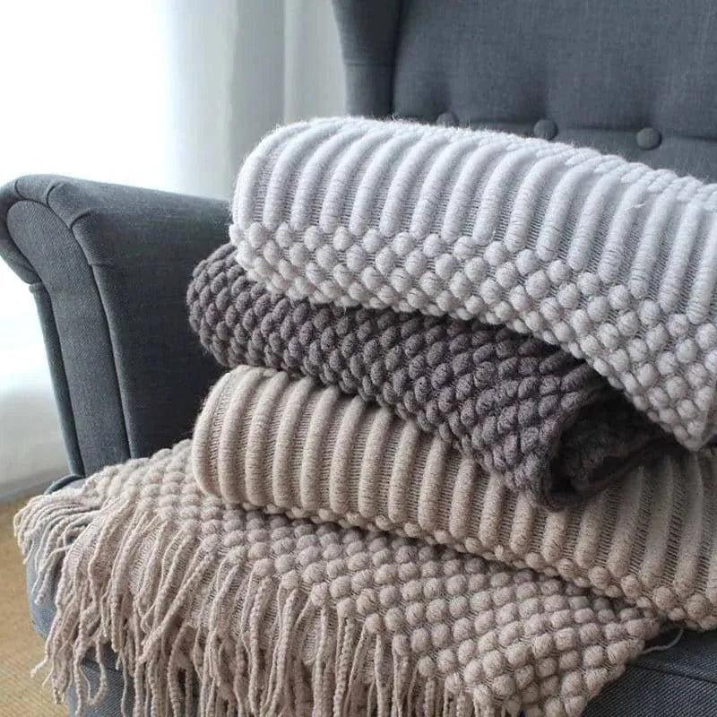 Polyester small blanket shown in dark grey, measuring 127 by 170 centimetres.