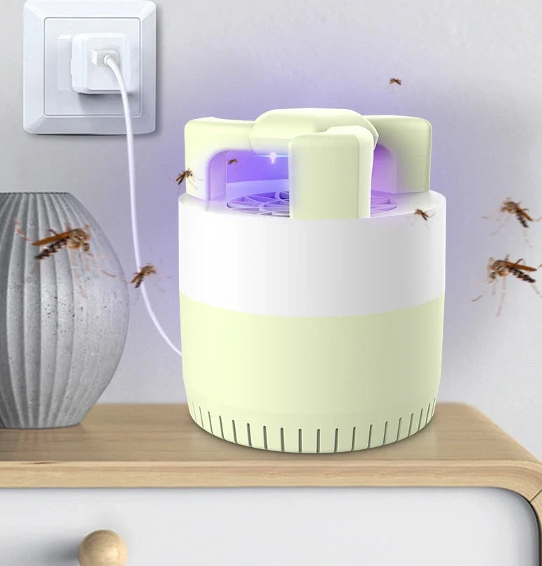 Mini USB Mosquito Killer Lamp in cherry blossom pink, sky blue, and light grass green