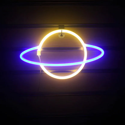 Modern pendant planet LED night light with HIPS shade, 300mm width, for bedroom and study illumination