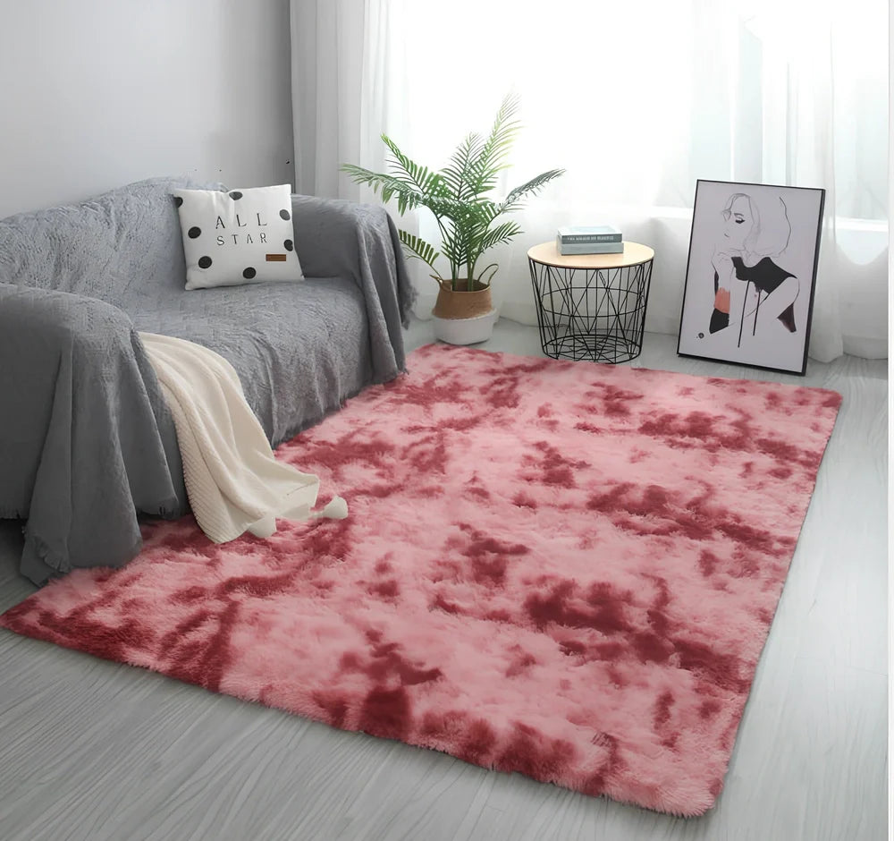 Nordic tie-dye gradient carpet with machine-woven polyester construction in multiple colour options