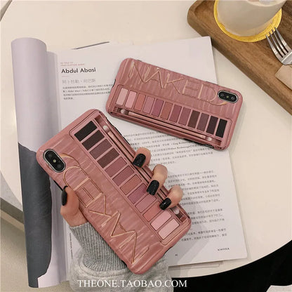 Silicone phone case with eye shadow design showing 2mm raised bezel for screen protection