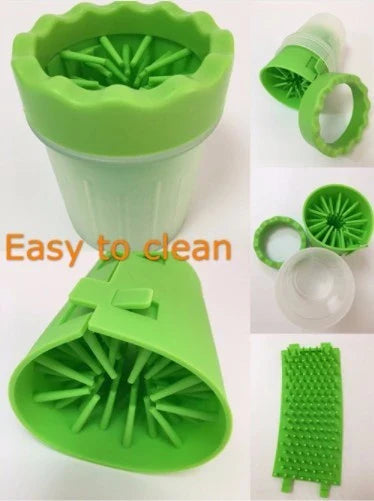 Premium silicone dog paw cleaning cup with soft bristles for gentle, effective paw washing