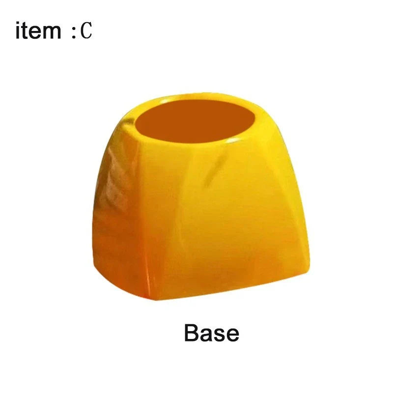 Comical Donald Trump-themed toilet brush made of durable plastic with a bold yellow color and convenient hanging slot