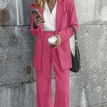 Stylish women's casual solid color suit set in various colors