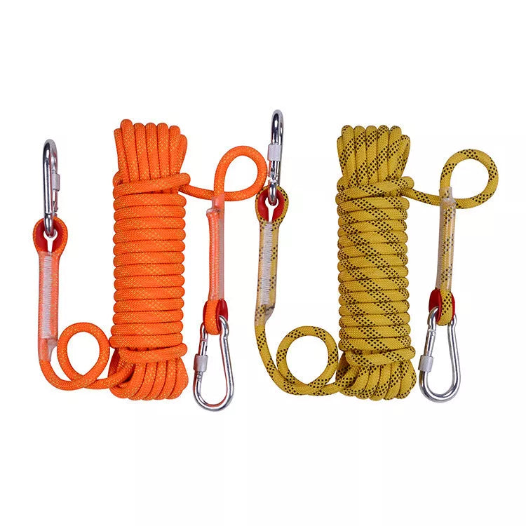10M outdoor climbing rope with high-strength silk core, available in multiple colors