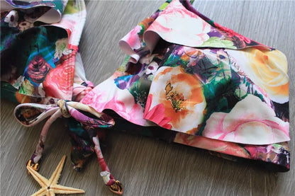 Women's high waist Brazilian bikini set in navy blue with UPF 50+ protection