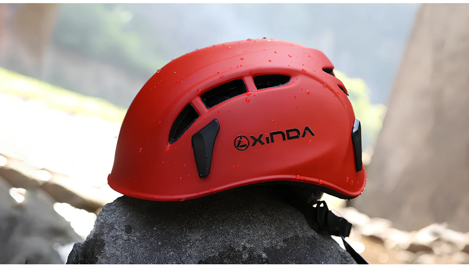 Blue adjustable outdoor helmet with ABS+PC shell and 52-62cm fit for climbing and rescue