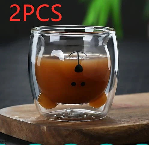 Double layer panda skull wine cup with Christmas tree design inside