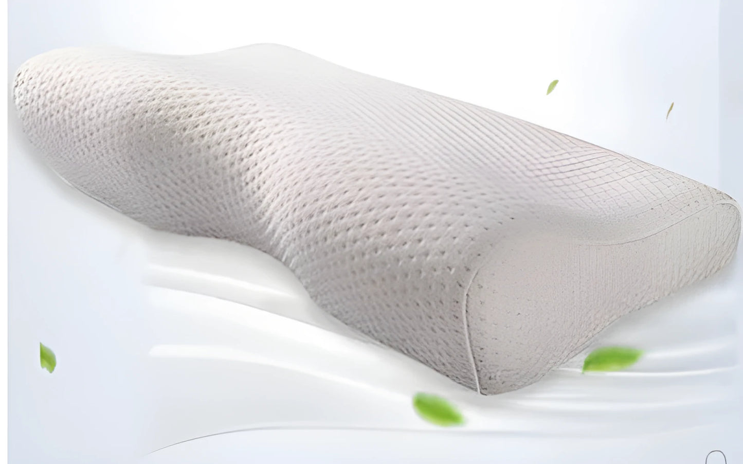 Blue butterfly-shaped memory foam cervical pillow showing contour design for neck support