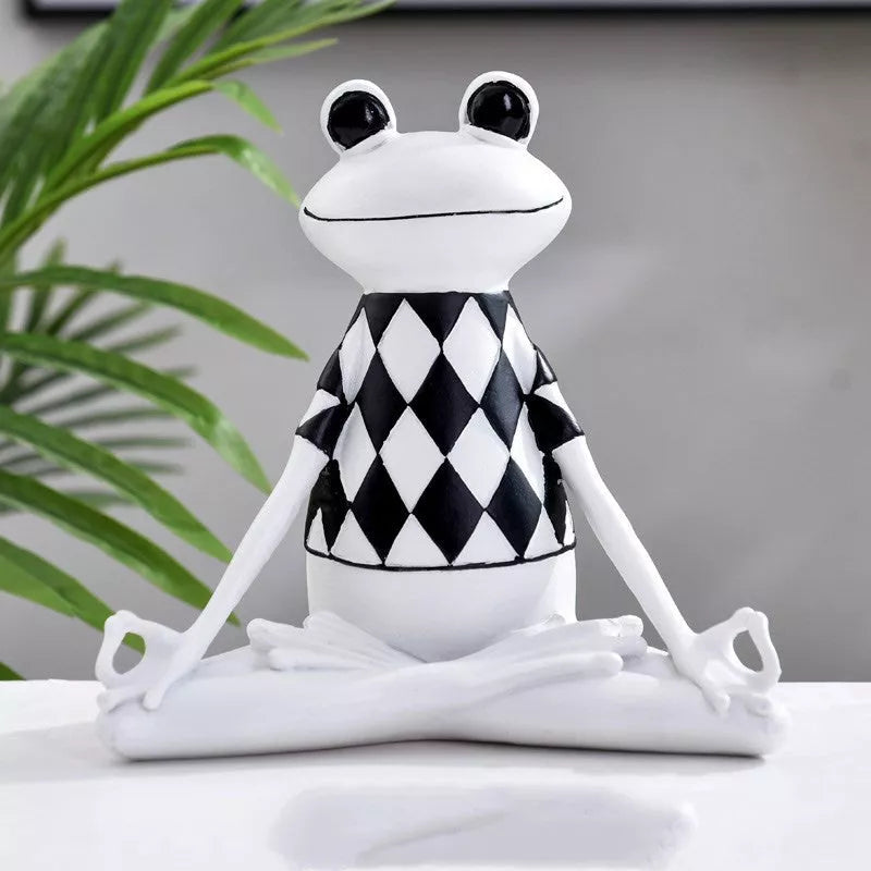 Handcrafted yoga frog resin statue with metal atmosphere light for home and office decor