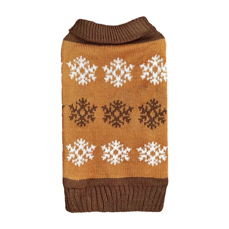 Grey and dark brown acrylic dog Christmas sweater for holiday pet wear