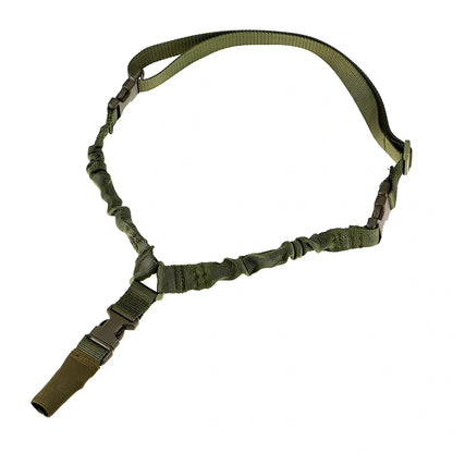 Adjustable military pistol sling with metal buckle in OD green colour showing 175cm+ length