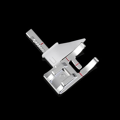 Regular sewing machine presser foot with red border guide for precise quilting seam measurements