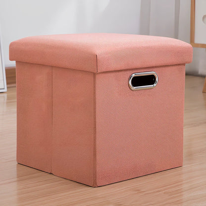 25cm cube storage stool in cotton linen fabric with hidden compartment and sponge cushioning