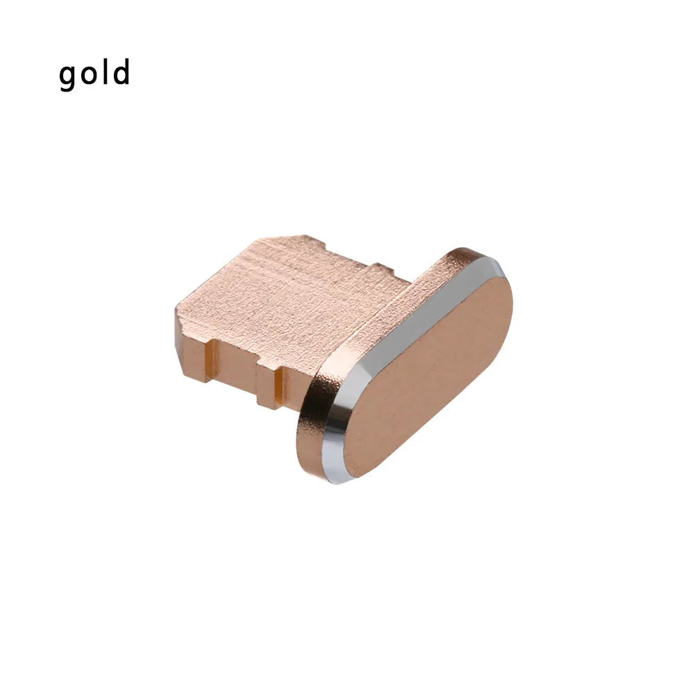 Aluminium alloy dust plug for iPhone Lightning charging port in various metallic colours.