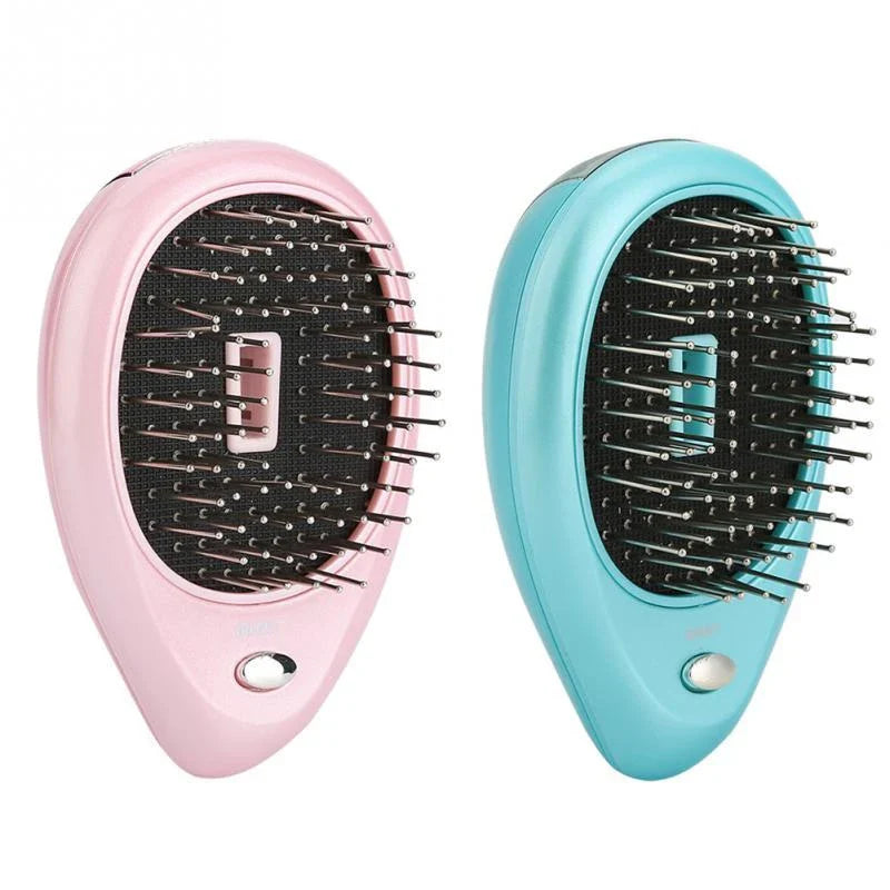 Portable vibrating hair massage comb with ionic technology for on-the-go hair rejuvenation and styling