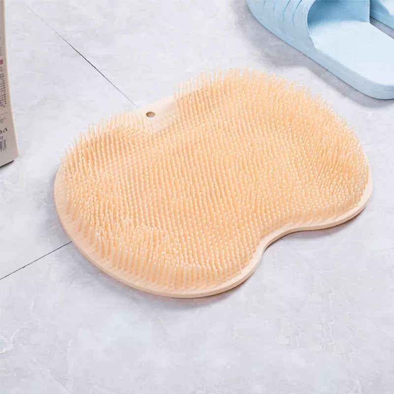 Non-slip massage bath brush with silicone bristles for cleaning and foot massage