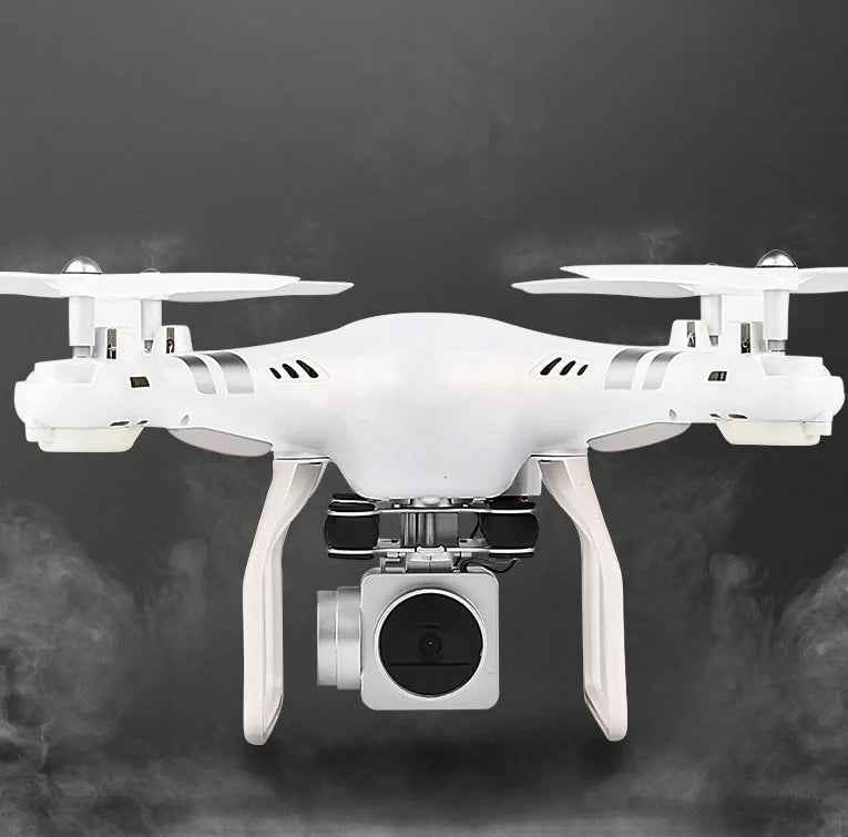 X52 UAV drone with protective frame in black colour, showing camera and bright night light