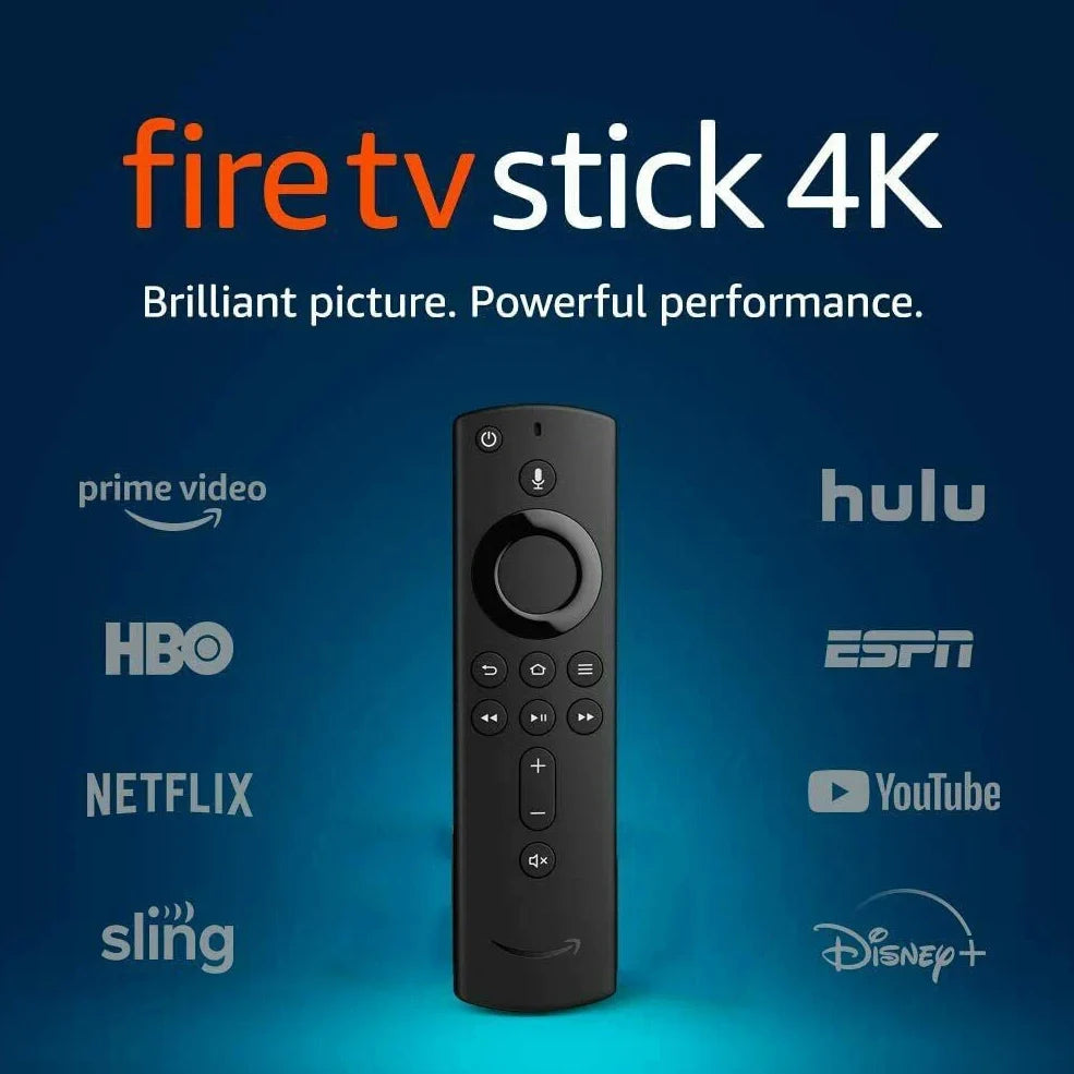 Black Amazon Fire TV Stick 4K voice remote control with 10m range and ABS construction