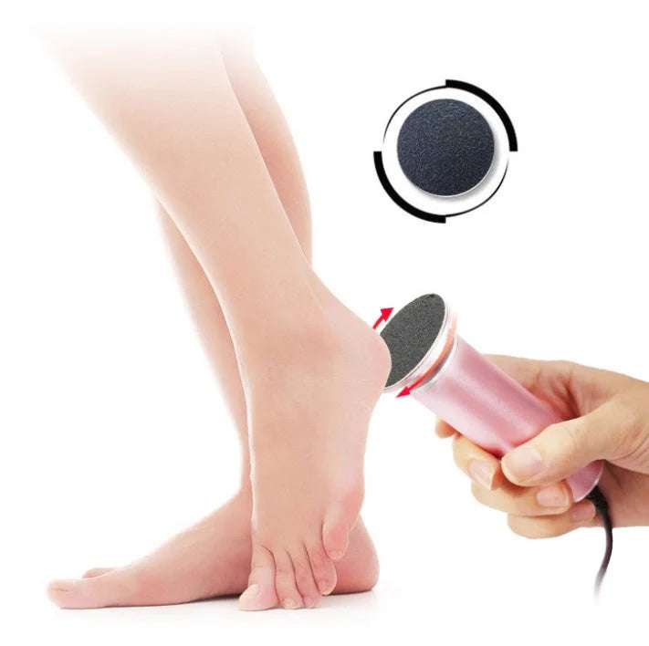 Rechargeable electric pedicure foot care tool with sandpaper disks for smooth feet