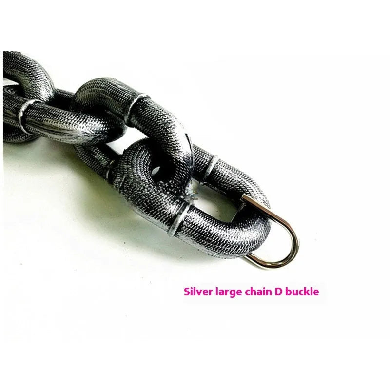 Plastic-coated iron chain dog leash in antique silver colour with D-ring connection