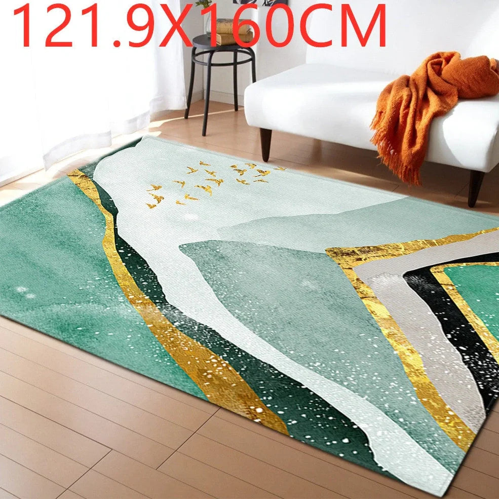 Rectangular polyester fibre carpet with marble pattern in 121.9x160cm and 50x80cm sizes