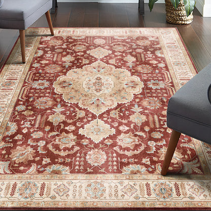 Short pile wool carpet with woven plant patterns in navy blue colour, rectangular shape for study flooring