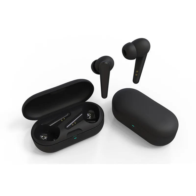 Black, white, pink, green, and blue ANC wireless noise cancelling earplug headphones with 20m range