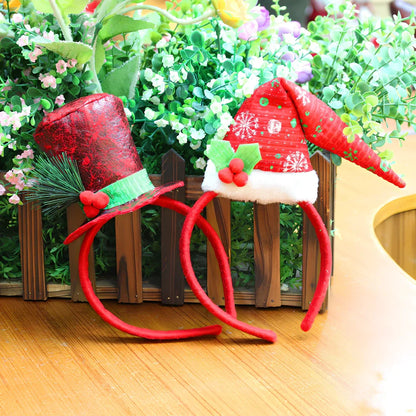 Adjustable Christmas headband with plastic buckle and flannel lining in festive designs