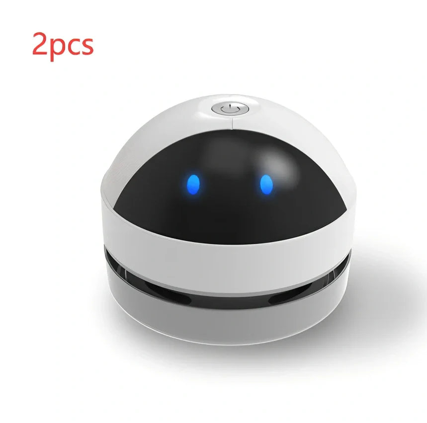 White mini USB desktop keyboard cleaner vacuum with flat nozzle and 30ml dust box, 15cm long for handheld use