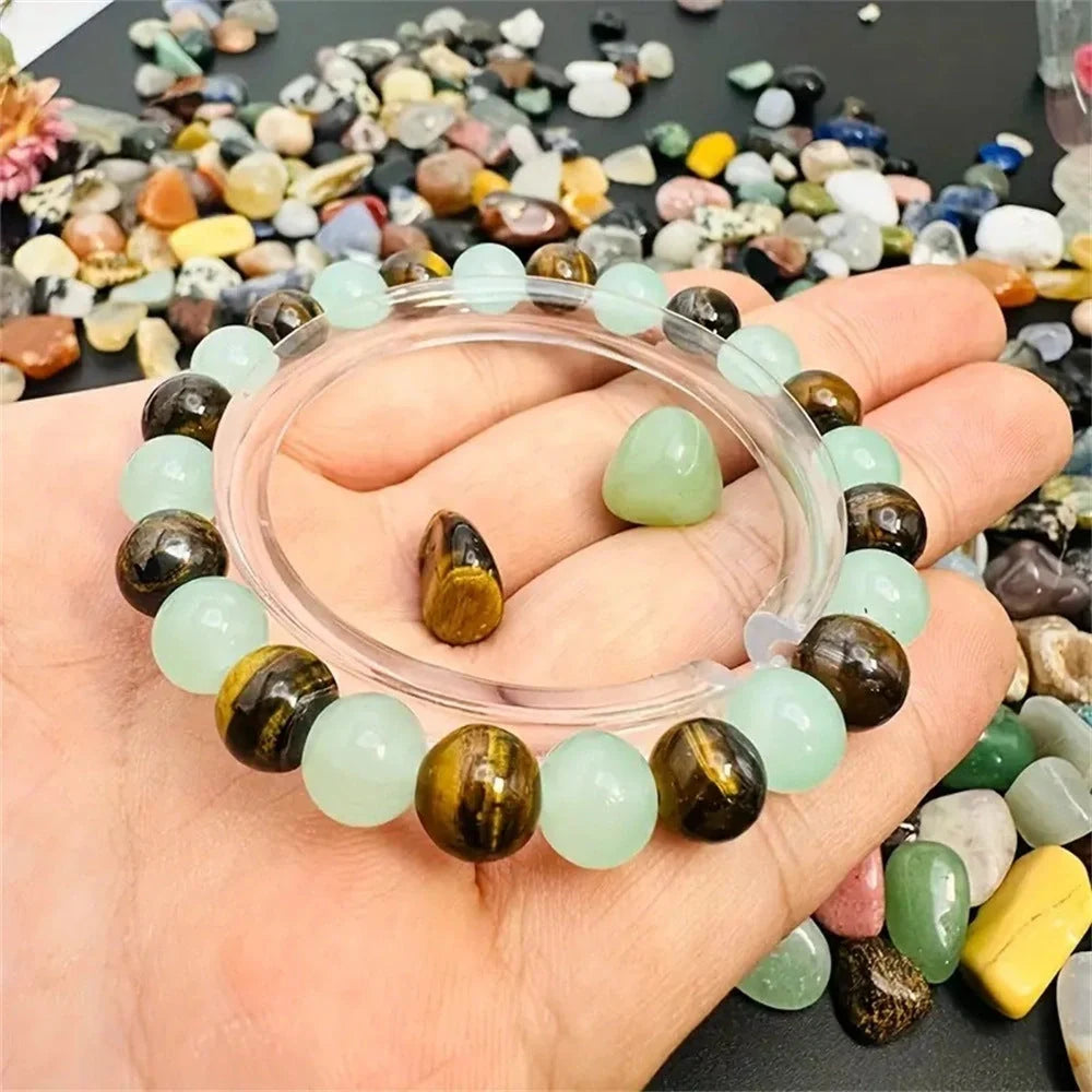 Natural Tigereye Green Aventurine Bracelet with ethnic style design