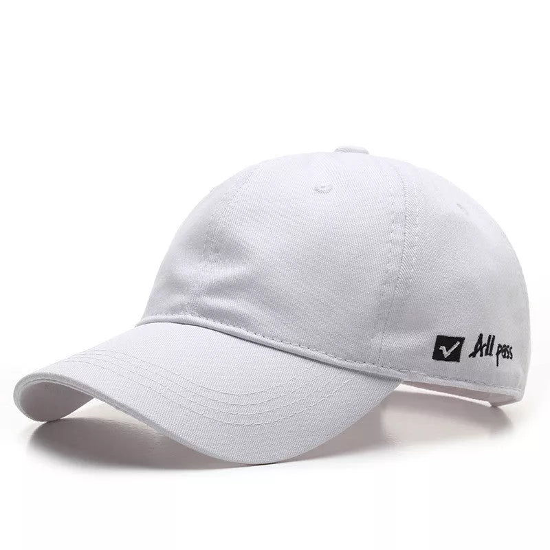 Adjustable cotton baseball cap with side letter embroidery in multiple colors