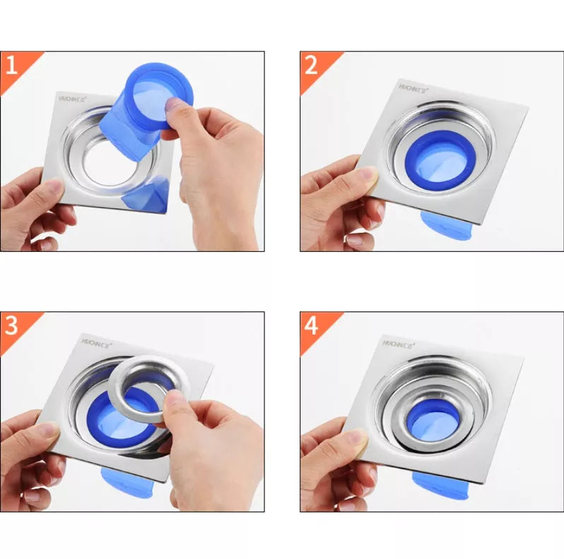 Silicone floor drain cover with automatic closing for odor and overflow protection